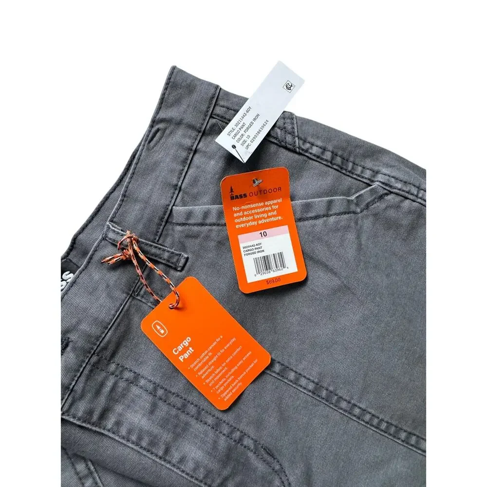 BASS OUTDOOR Women's High-Rise Canvas Cargo Pants FORGED IRON NWT SIZE  10 - Picture 8 of 10